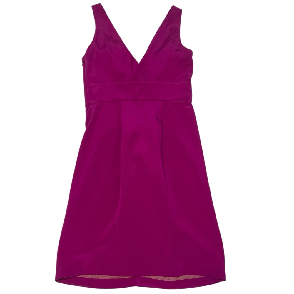 Diane Von‎ Furstenburg Pink Fushia Silk Mini V-Neck Bridesmaid Cocktail Dress 2
